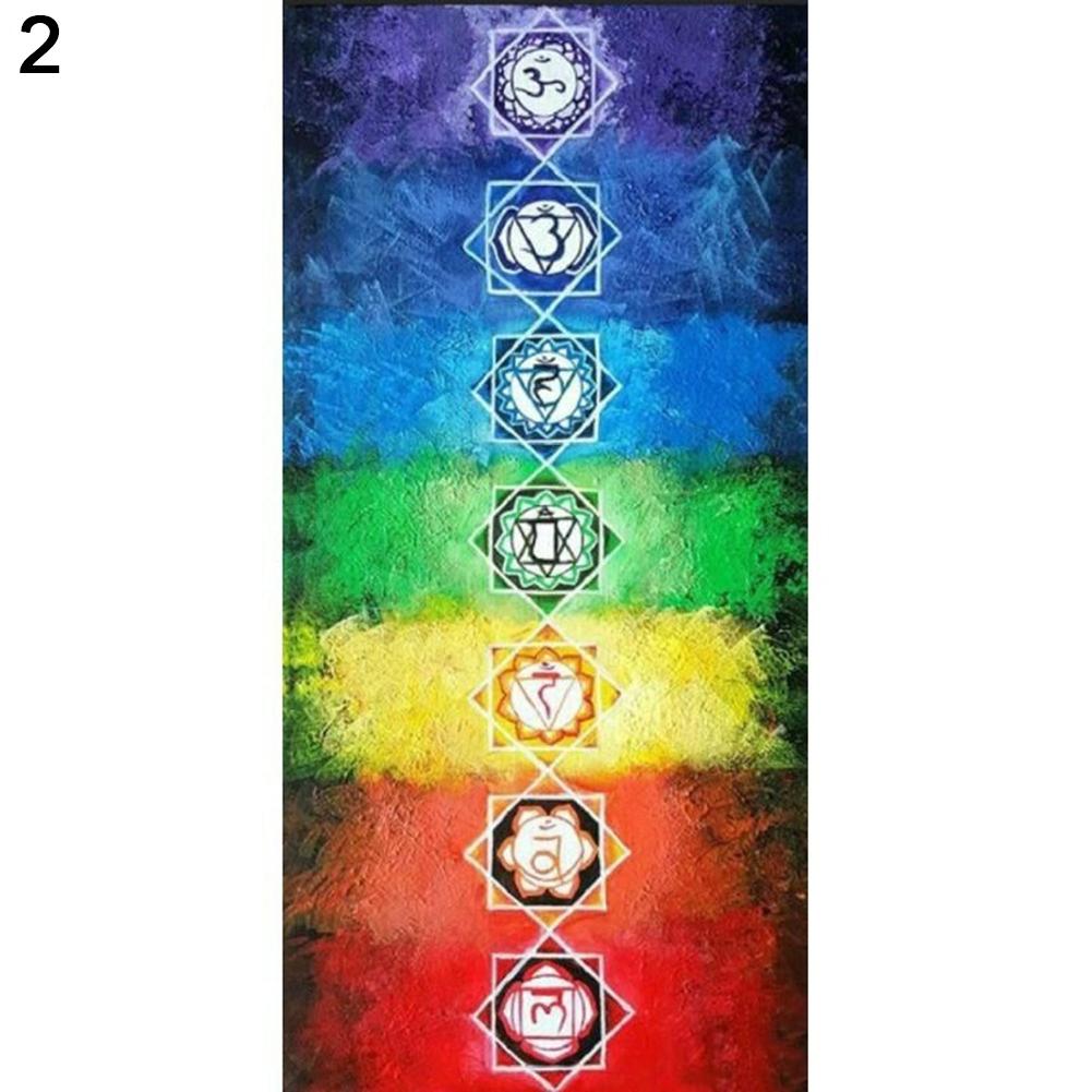 Mantel rectangular de arcoíris con 7 Chakras, manta Bohemia, tapiz de verano, toalla de playa, esterilla de Yoga, 150cm x 75cm