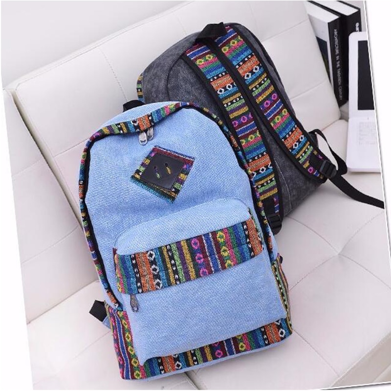 Mochila de lona para ordenador portátil para mujer, morral escolar para chicas y adolescentes, de viaje, informal, 16