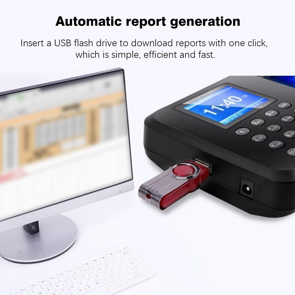 H1 Biometric Fingerprint Time Attendance System Clock Recorder Employee Recognition Recording Device Electronic Machine