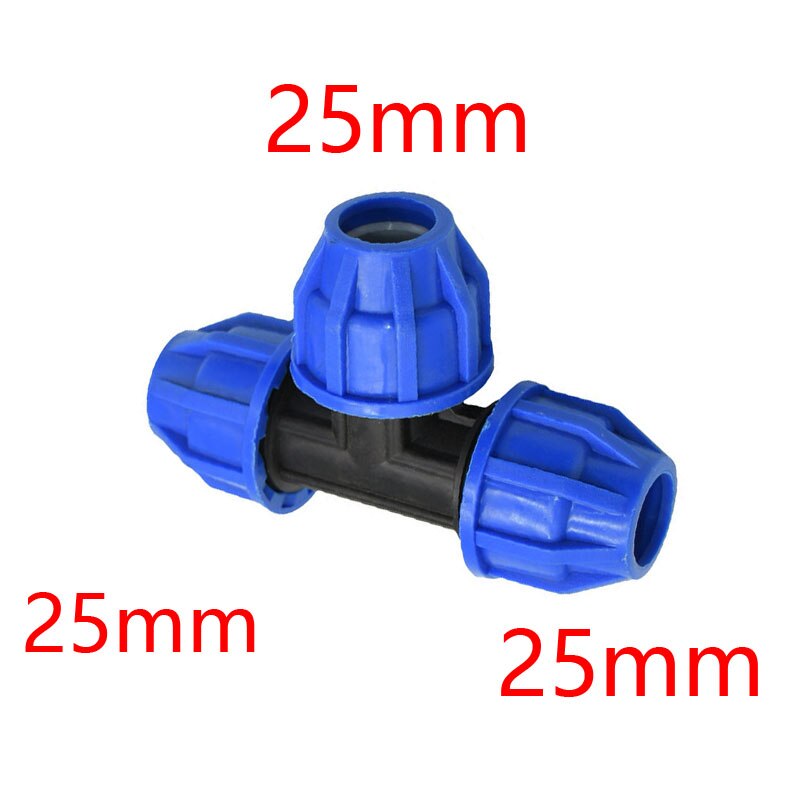 T-type 20mm 25mm 32mm pvc pe tube tee water splitter 1/2 3/4 1inch water pipe reducing tee connector 1pcs: 25x25x25
