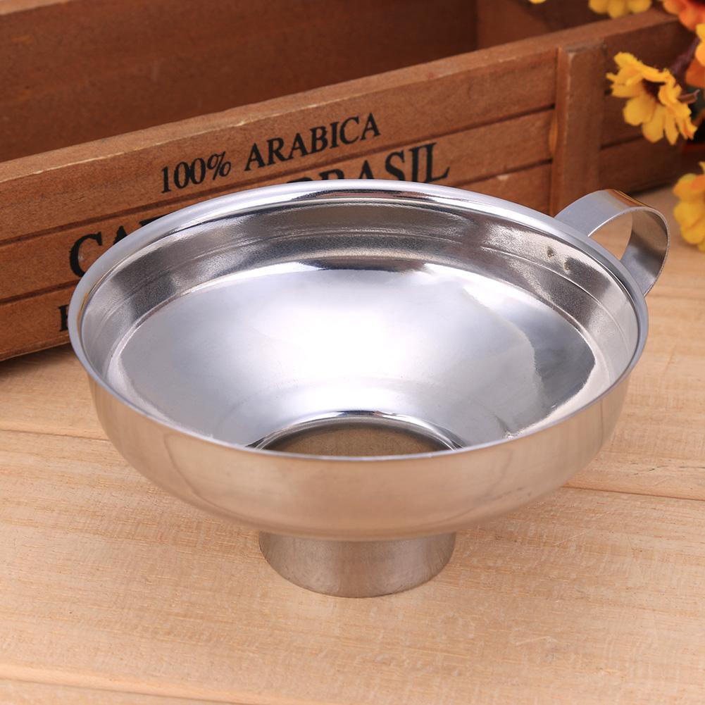 Embudo de lata de boca ancha de acero inoxidable, filtro de tolva, lata de boca ancha para aceite, vino, herramientas de cocina