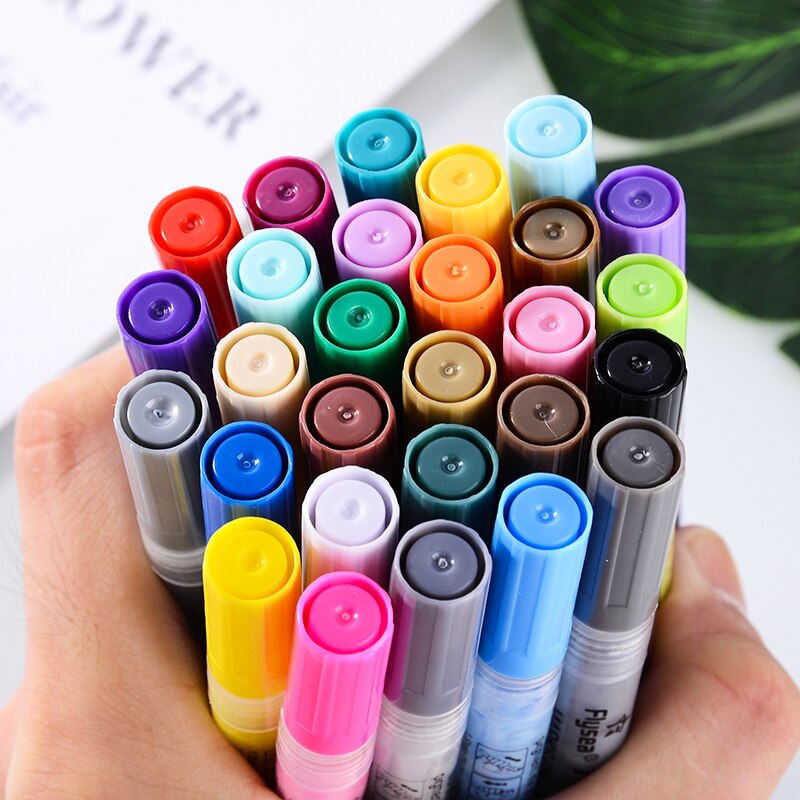 Painting Supplies Acrylic Paint Marker Pen 28 Colors/set Art Markers Wrote On Canvas Metal Ceramic Wood Plastic
