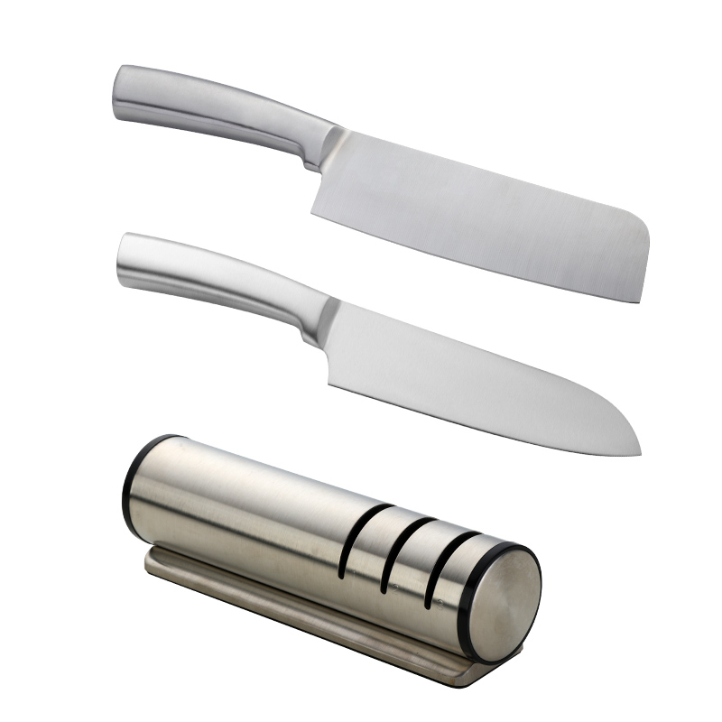 Afilador de cuchillos de cocina dorado de 3 etapas, herramienta para afilar cuchillos, piedra de afilar rápida, accesorios profesionales de Chef de acero inoxidable: Rojo