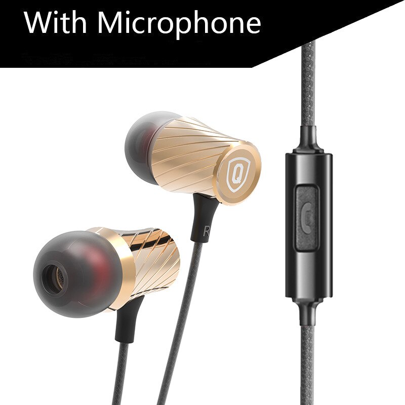 Qkz DM3 Auricolari In-Ear - Metallo Super Bass - Compatibili Cellulare, PC, MP3: DM3 Versione Oro con Microfono