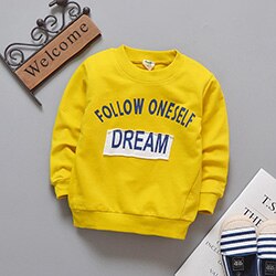 Lente kinder katoenen t-shirt koreaanse cartoon letters jongens & meisjes trui 0-3 jaar babykleding: Geel / 9m