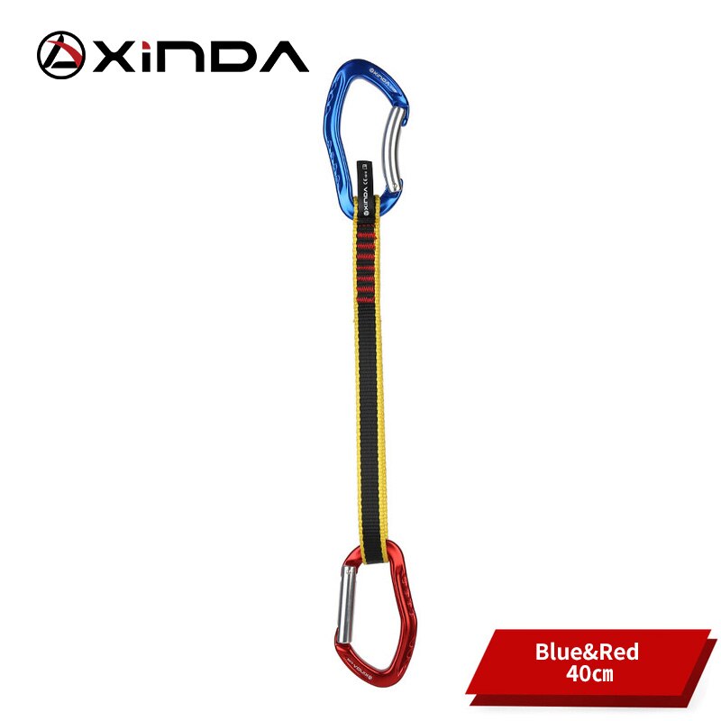 XINDA Beruf Klettern Quickdraw Schlinge Sicherheit Schloss Verlängerung Gerade Gebogen Karabiner Bergsteiger Außen Schützen Bausätze: Blau rot-40cm