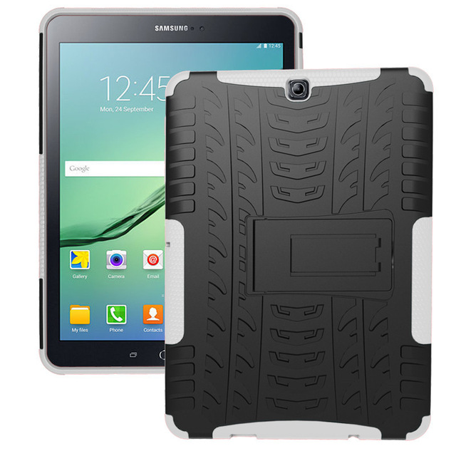 Funda rígida híbrida de TPU para tableta Samsung GALAXY Tab S2 9,7 SM T810 T815 T813 T819, carcasa resistente con película y bolígrafo: white