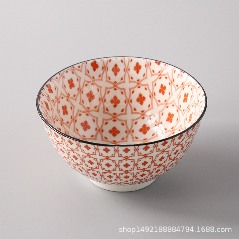 Bol à riz fileté de 4.5 pouces, petit bol de ménage à salade en céramique de Style japonais vaisselle accessoires de cuisine bol Ramen: MULTI