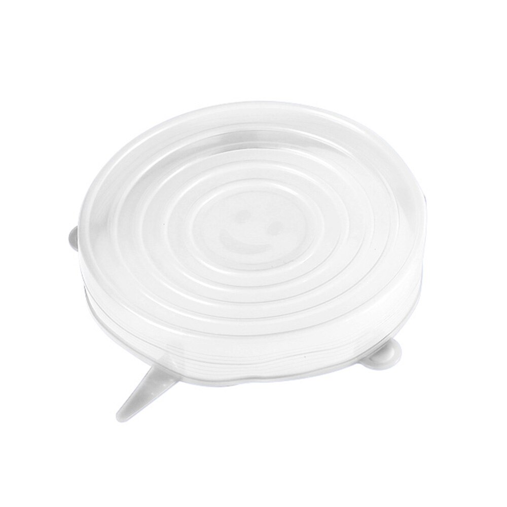 Cubierta protectora Universal de silicona para alimentos, 6 uds., funda para tapa, recipiente flexible, funda para alimentos frescos, funda para microondas, accesorios de cocina: Blanco