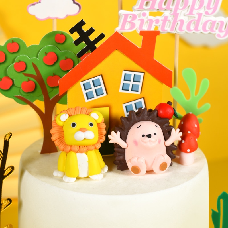 Cakelove 1pcs Party Cake Topper Cute Cartoon Animal Decor Ceramic Process Kids Baby Birthday Party Decoration Animals