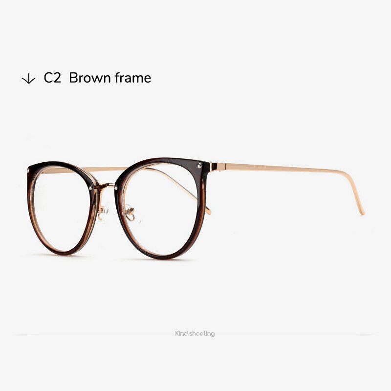 Toketorism naisten läpinäkyvät lasit vintage optiset kehykset reseptilasit: Ruskea