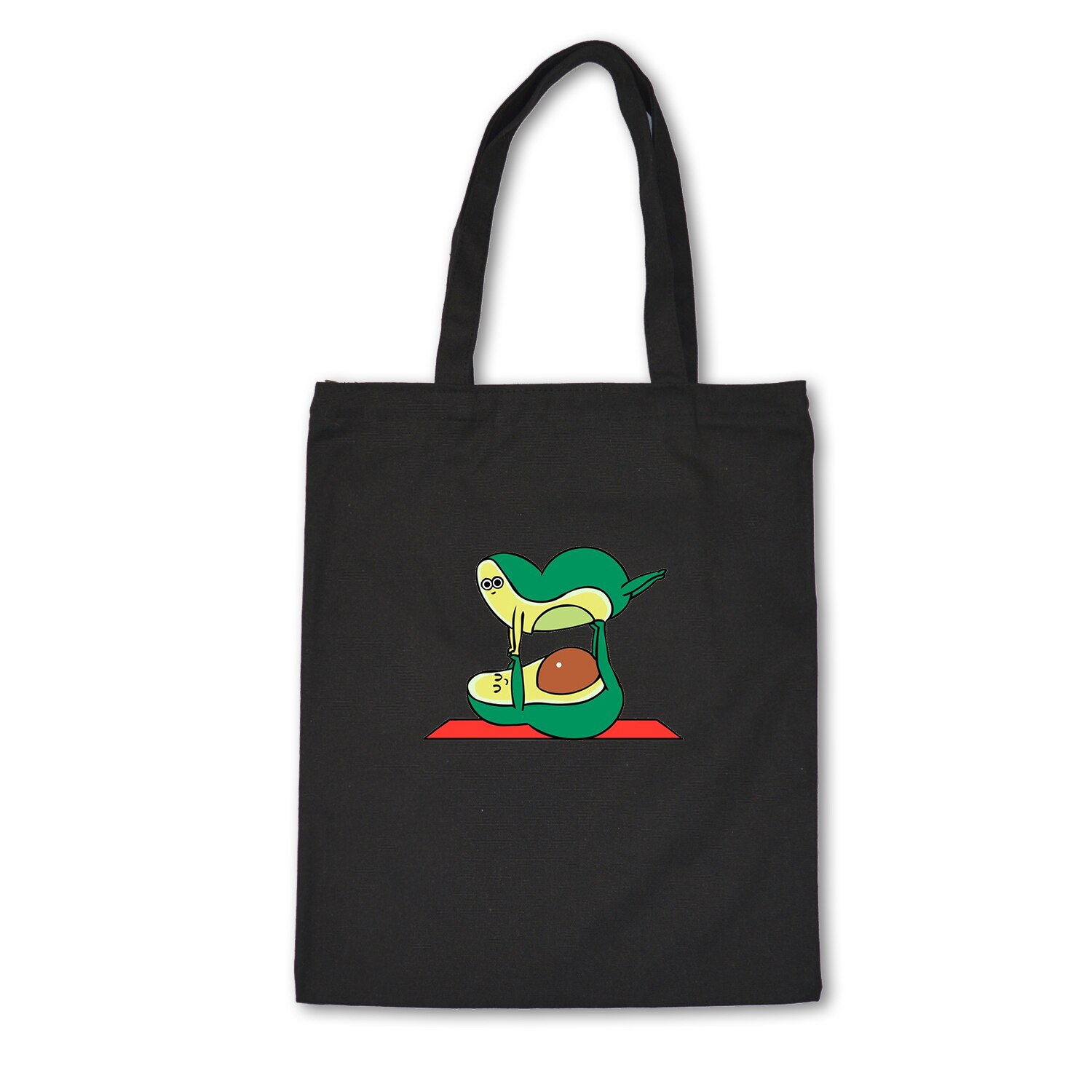 Nette Avocado Drucken Mehrweg Einkaufstasche Frauen Leinwand Tote Taschen Druck Eco Tasche Cartoon Bolsa De Compras Shopper Schulter Taschen: E80BLACK