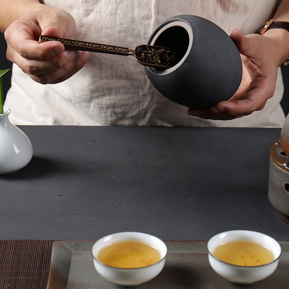 Brons Chinese Theelepel Chinese Groene Thee Lepel Bladeren Chooser Houder Thee Accessoires Tool Voor Chinese Kongfu Thee