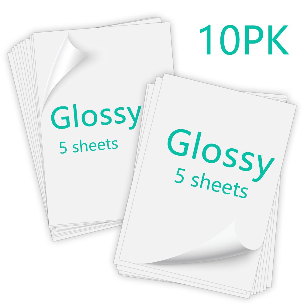 10/20/40 Sheets Matte Glossy Printable Vinyl Sticker Paper Waterproof Self-adhesive Printing Paper DIY Label for Inkjet Printer: 10PK Glossy