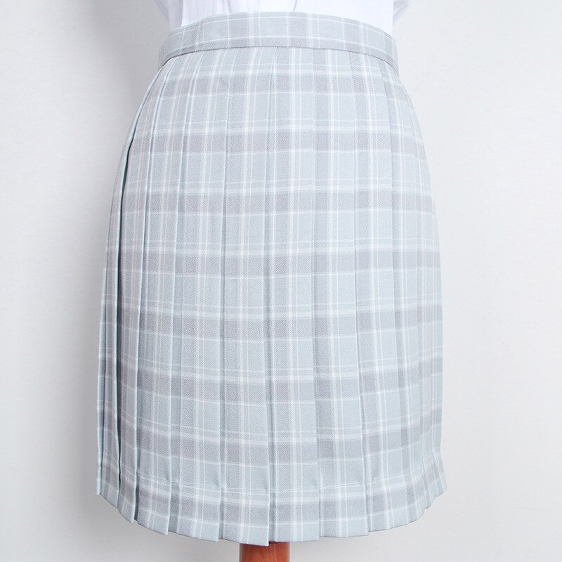 Falda de cuadros gris mágica falda de uniforme escolar faldas cortas de algodón con bolsillo para mujer