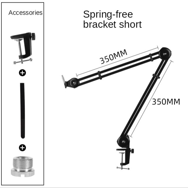 Soporte de brazo de micrófono, resorte de tijera de suspensión ajustable, resistente, incorporado, para bola de nieve azul Yeti: Negro