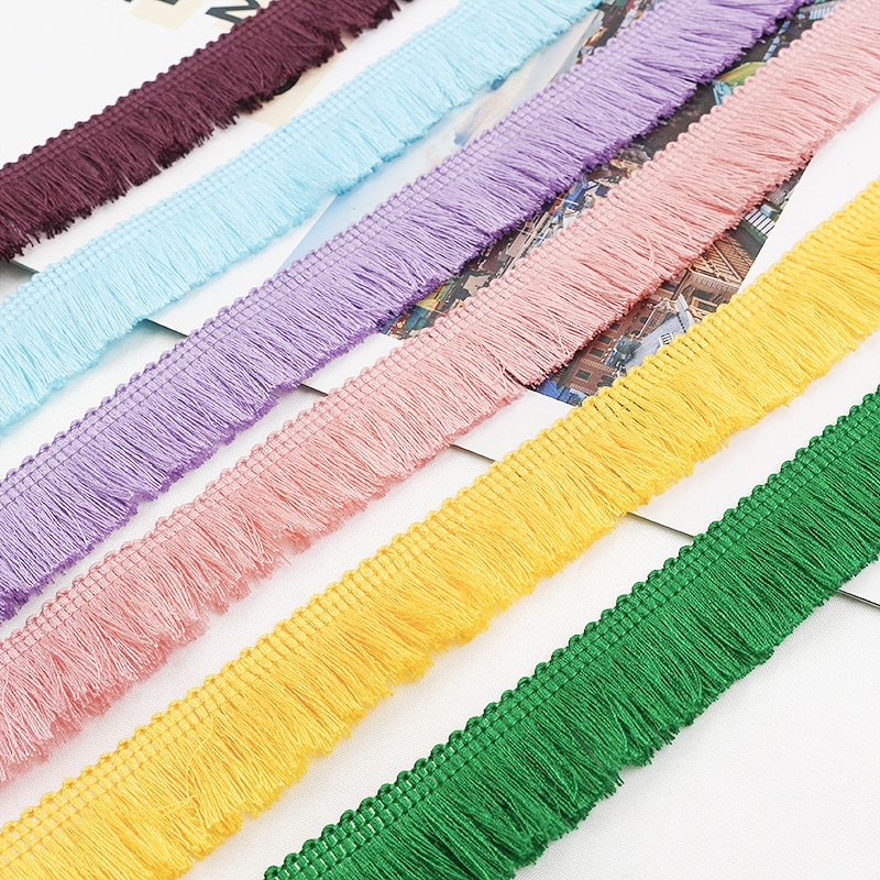 5 meter polyester fransar spetsar handgjorda kuddar kläder örhängen smycken dekoration tofsar mesh vit rosa ros 2.5cm