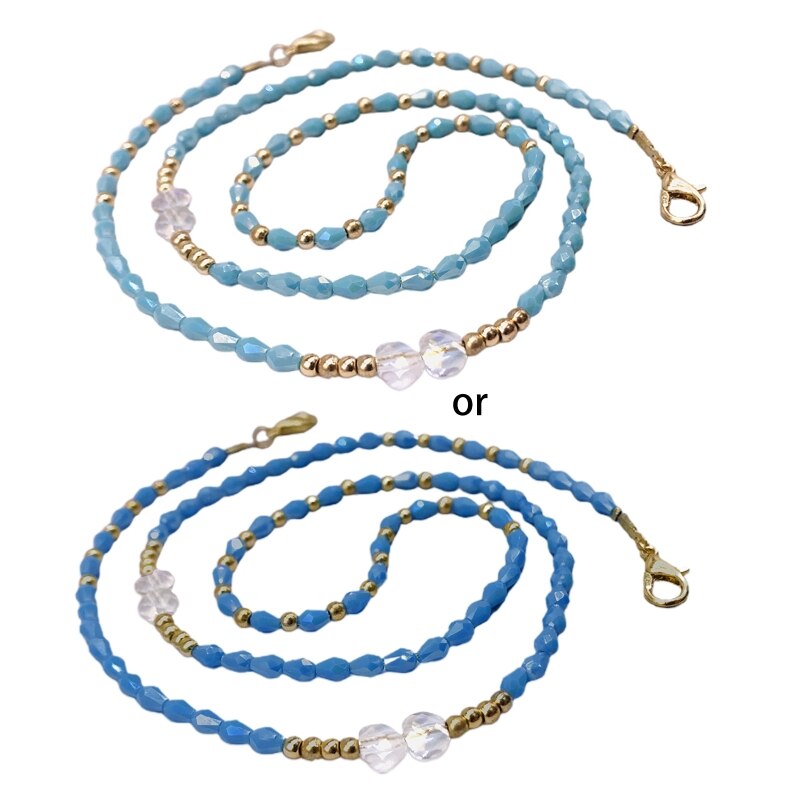 Ręcznie pleciony imitacja kryształu maska łańcuszek smycz okularowy anty-zgubiony uchwyt biżuteria naszyjnik z koralików pasek smycz