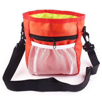 Mesh Pet Pouch Dog Training Treat Bags Portable Detachable Pet Feed Pocket Snack Reward interactive Waist Bag: orange