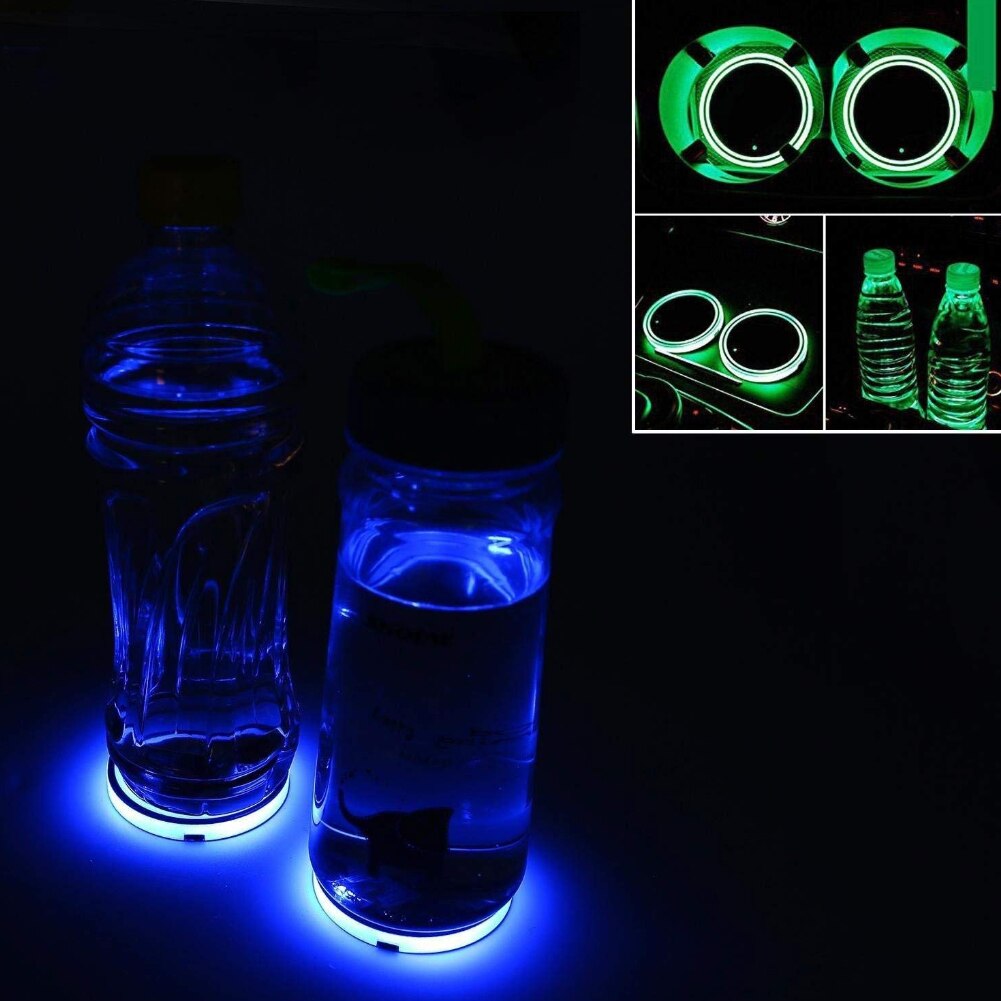 Universal LED Car Cup Holder RGB Light Mat Pad Drink Coaster Interior Decoration Car Cup Pad LED Car Atmosphere Light