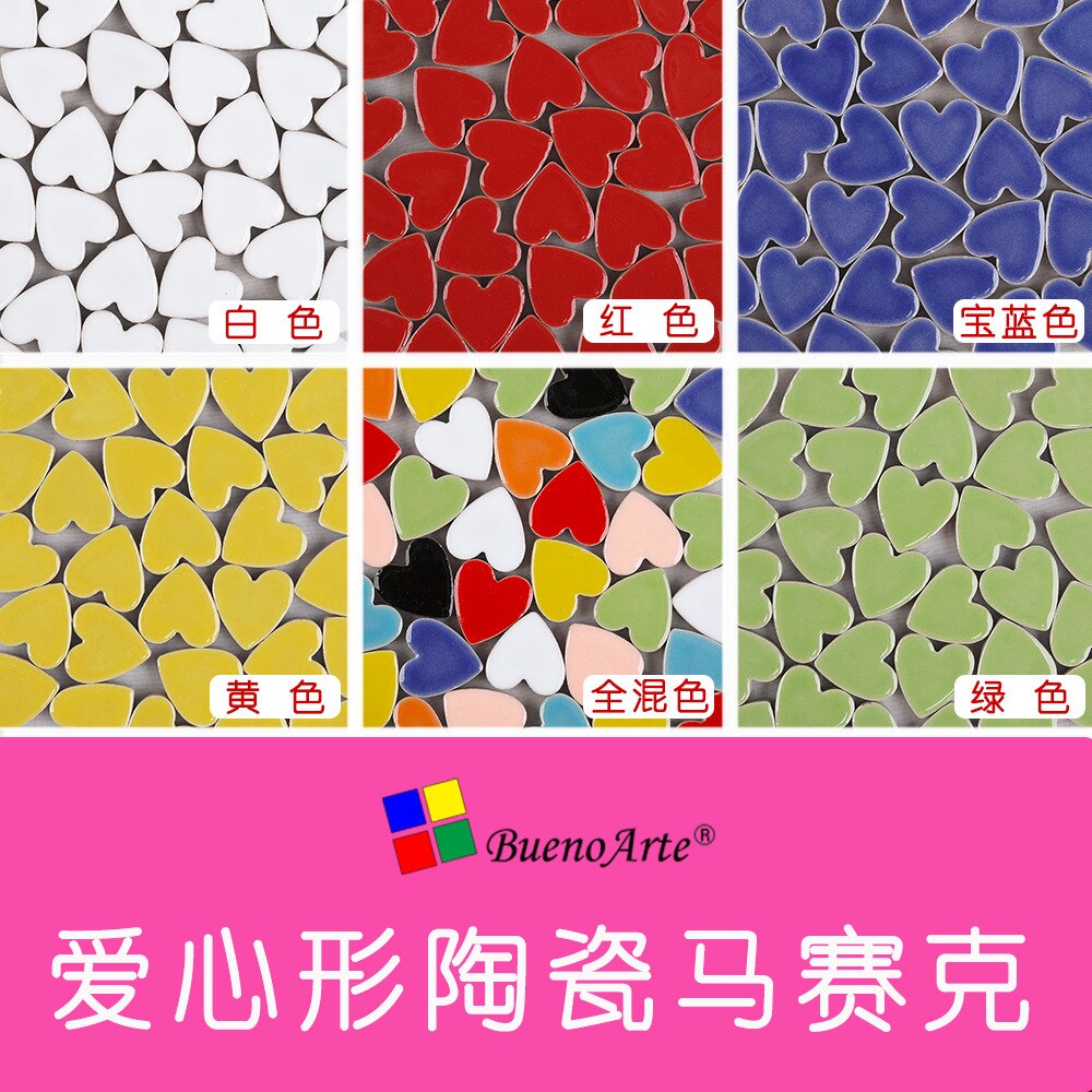 100g Bagged Love Shaped Ceramic Mosaic DIY Hand Decorative Materials Bathroom Tiles Bulk Arts Crafts
