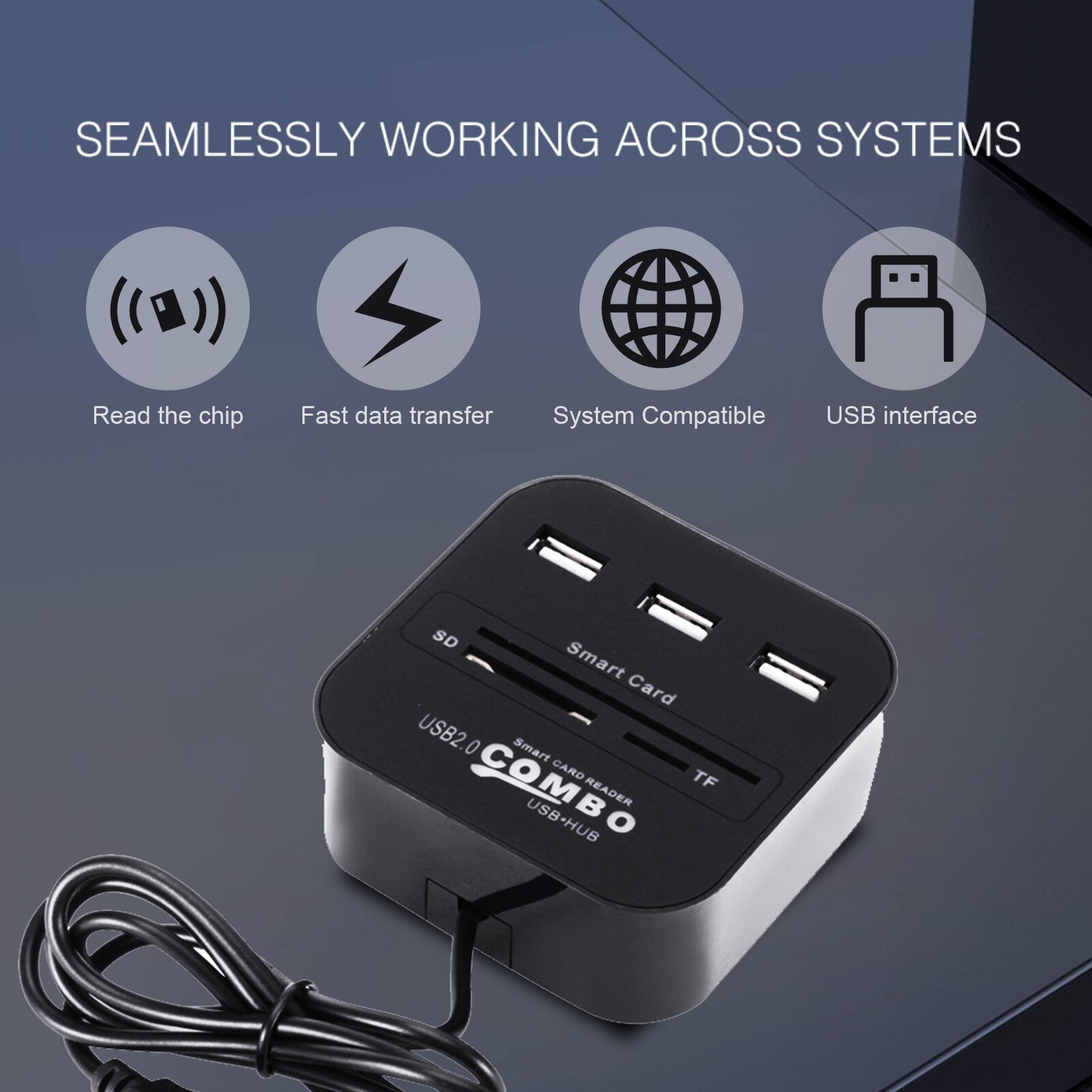 Smart Card Reader USB 2.0 For Bank Card DOD / CAC / SIM / TF / Credit Card Reader Writer Flash Drive Cardreader Adapter Portable