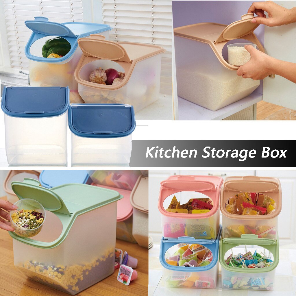 Storage Box Barrel Grain Large Capacity Kitchen Food Grain Rice Container Nice Kitchen Rice Fruit Dry Grain Portable Container✪