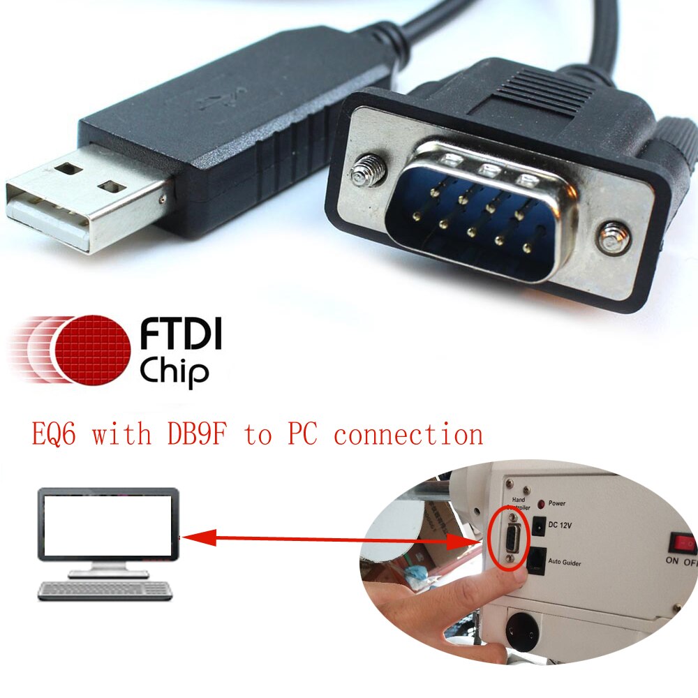 Azgti  eq5 eq6 skywatcher teleskop montering til pc eller asiair synscan eqmod kabel kontrol ledning hc udskift kabel: Db9 eq6 / 6ft(180cm)