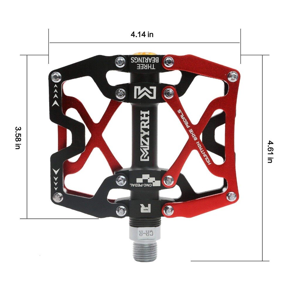 Mzyrh mountain mtb cykel brede pedaler 9/16 "cykling forseglet 3 lejepedaler cnc bearbejdet smurt forseglet bærende platform pedaler