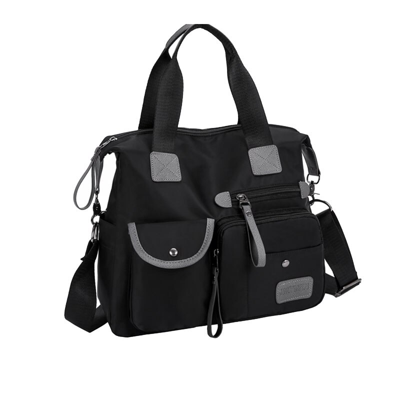 bolso Oxford a la para mujer, bolso de hombro para mamá de nailon informal, bolso de lona de gran capacidad negro