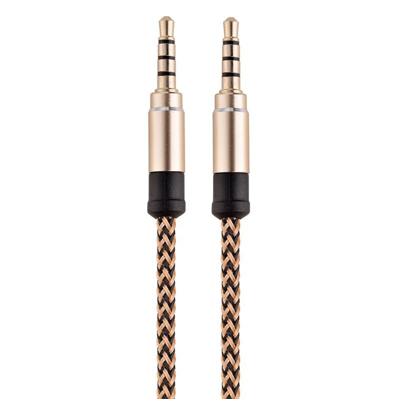 Voor Iphone Hoofdtelefoon Car Audio Kabel 3.5Mm Auto Aux Koord Nylon Male Naar Mannelijke Auto Jack Aux Kabel 3.5mm Auto Product Auto Accessoires: golden