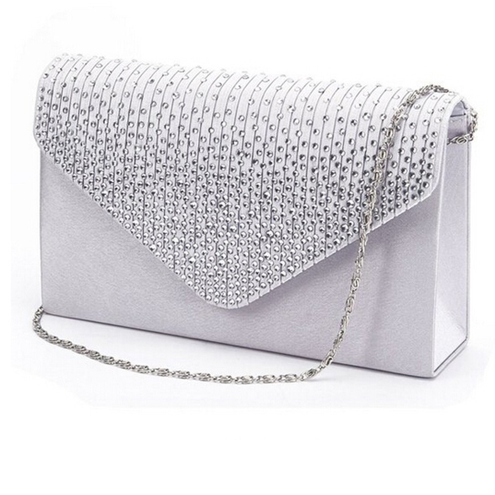 Delle signore del Raso Pochette Borse Da Sera di Cristallo di Bling Borse Da Sposa Del Partito Della Borsa Della Busta di Modo Delle Donne Wallet Clutch Bag # YL10