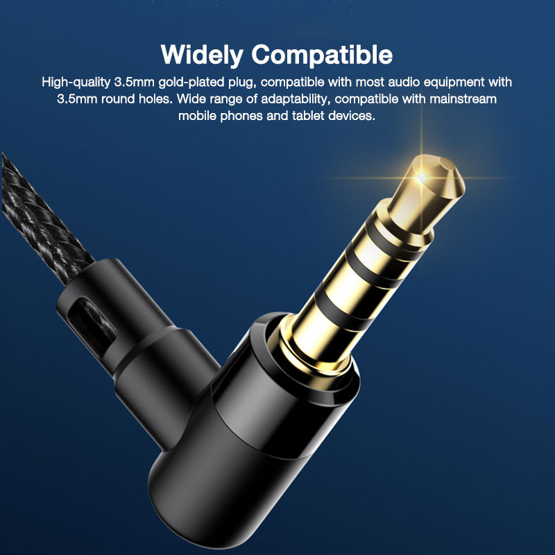 Auricolari cablati eardeco, auricolari in-ear 3.5mm, spina a gomito da 90 gradi, cuffie cablate per giocatori sportivi, per telefono con microfono.