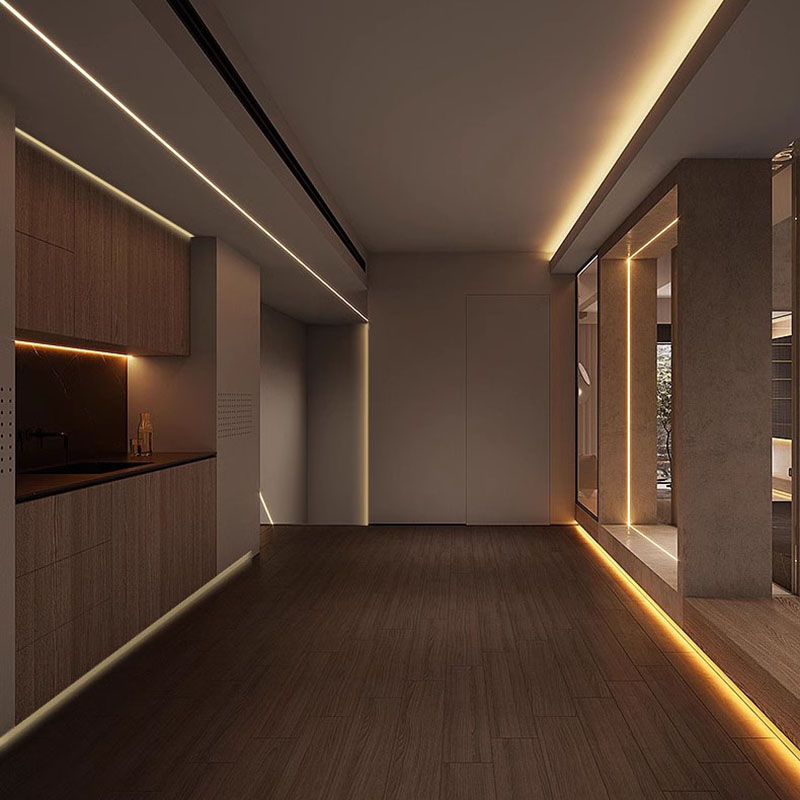 Tira de luces Led de perfil de aluminio negro/plateado, difusor de 2835 5050 canales, iluminación de línea de pared interior, barra de luz magnética para armario de cocina