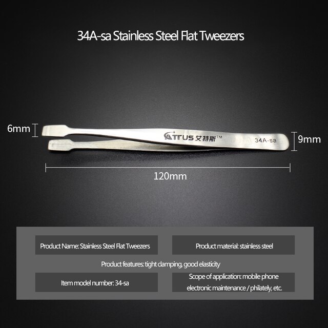 Platte Pincet Rvs Reparatie Mobiele Telefoon Moederbord Industriële Benodigdheden Anti-Statische Precisie Handgereedschap: Stainless steel
