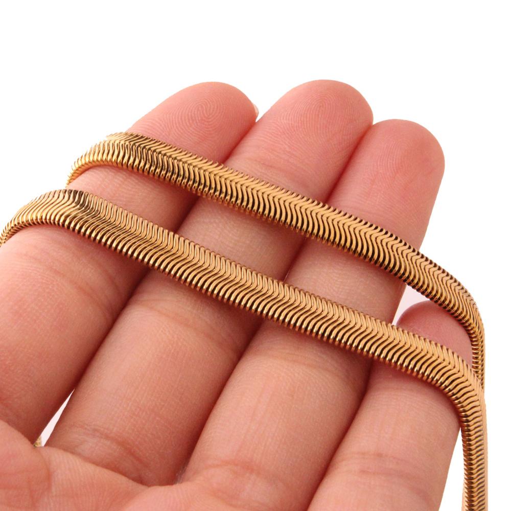 6mm heren dames kettingen van roestvrij staal, sieraden accessoires, slangen visgraat ketting choker: Gouden kleur