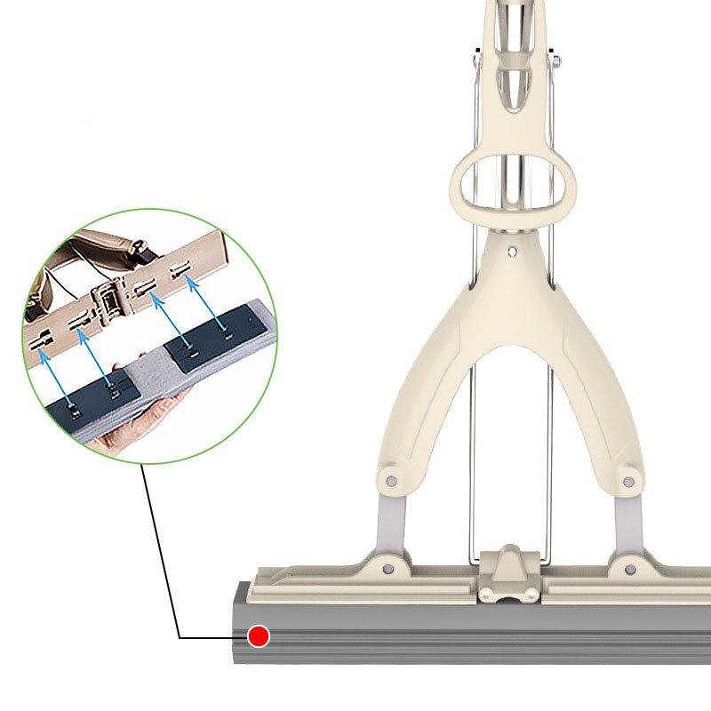 Spons Mop Vouwen Type Huishouden Vloer Schoonmaken Tool Lijm Katoen Mop Telescopische Rvs Staaf Handsfree Wassen Mop r-F