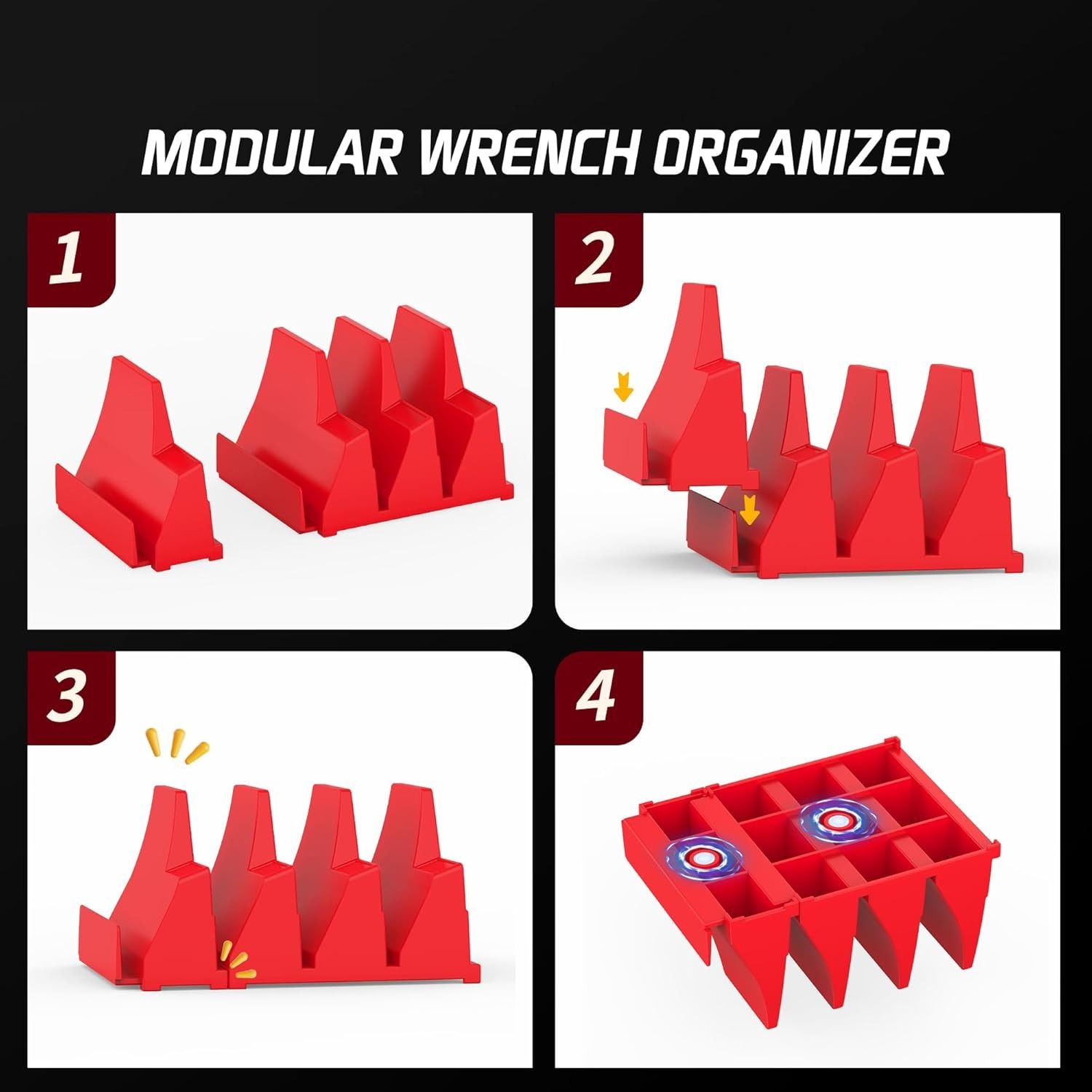 20pcs Wrench Pro Upright Storage Organizer Wrenches Magnetic Hexagonal Head Style - Modular Toolbox Holder Made Durable Plastic