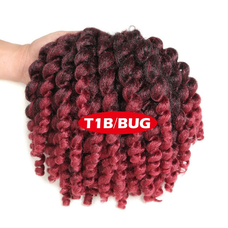 SAMBRAID Jamaican Bounce Crochet Hair Crochet Braids Curly Wand Crochet Hair Synthetic Braiding Hair Extensions 8 Inch For Women: T1B/Burgundy