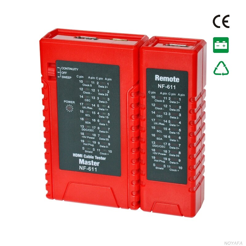 Noyafa nf -611 hdmi kabelmåler med justerbare testtilstande: hurtig og langsom scanning og manuel test for trin for trin