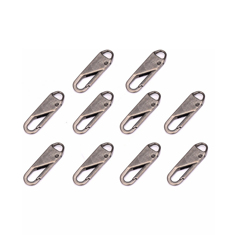 10 stuks Rits Slider Puller Instant Rits Reparatie Tas Vervanging Slechte Gesp Reistas Koffer Rits Hoofd DIY Naaien Craft: 3# / Antique Copper