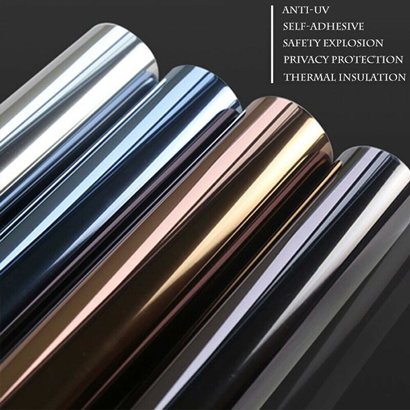 1M 1way Vision Horizontal Window Film Waterproof Mirror Silver Insulation Sticker UV Rejection Privacy Tint Film Home Decoration