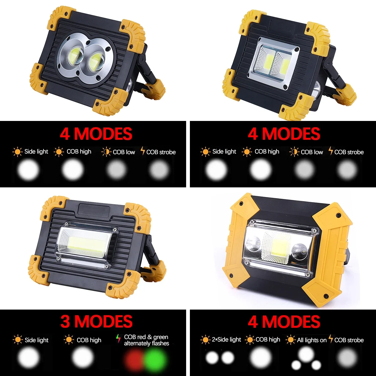 Superklar led-arbejdslampe med 18650 genopladelige campinglygter, håndholdte projektører, søgelys, bærbar arbejdslampe