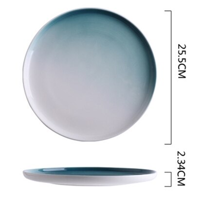 Gradient Two-color Western Steak Ceramic Plate Household Porcelain Large Dishes Nordic Restaurant Chinaware Dessert Tableware: 10inch