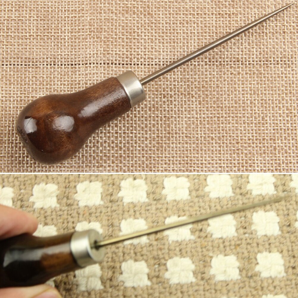 Wood Handle Leather Awl Tools For Leathercraft Stitching Sewing