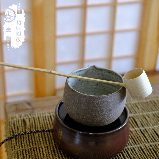 Japansk lang håndtag vand spoog te ceremoni bambus scoop te ske