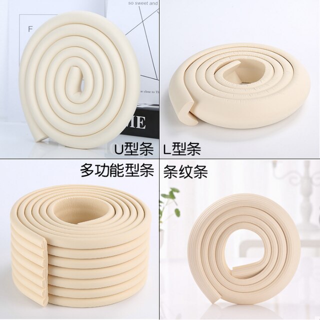 2 M Kind Veiligheid Tafel Hoek Protector Soft Foam Bumper Kid Kussen Pad Crash Bar Strip Baby Meubels Hoeken Hoek bescherming: Licht Geel / U type
