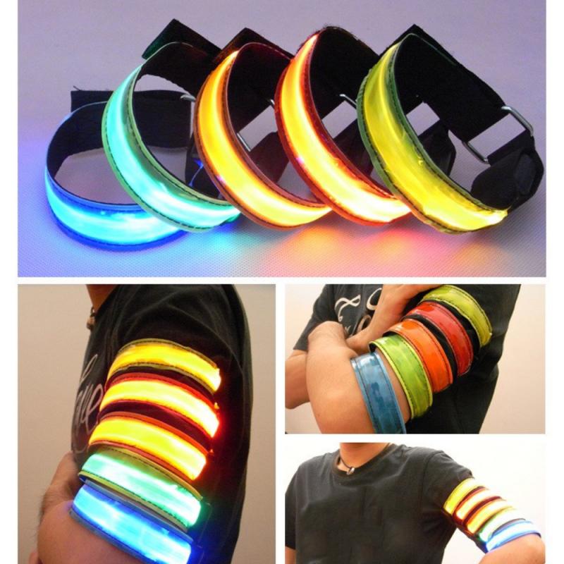 LED Safety Reflective Belt Warning Light Outdoor Night Jogging Walking Cycling Running Biking Arm Band Wristband Flashing Belt