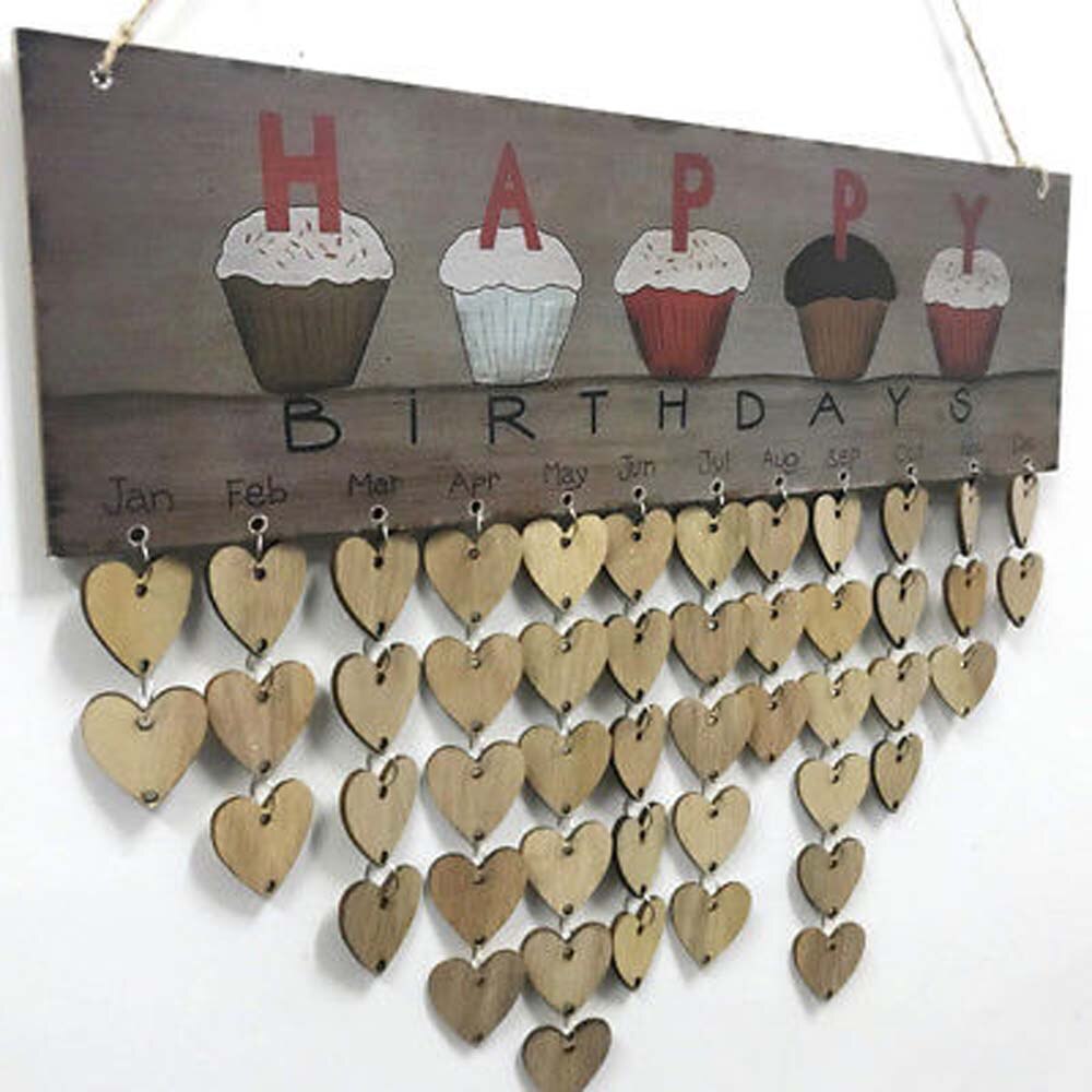 Diy Wooden Birthday Reminder Board Plaque Sign Hanging Family Friends Calendar