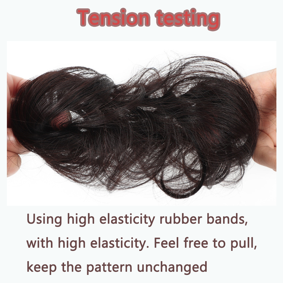 Allaosify moño sintético femenino fibra sintética pelo liso círculo cuerda elástica, color de cabello natural accesorios para el cabello luz oscura
